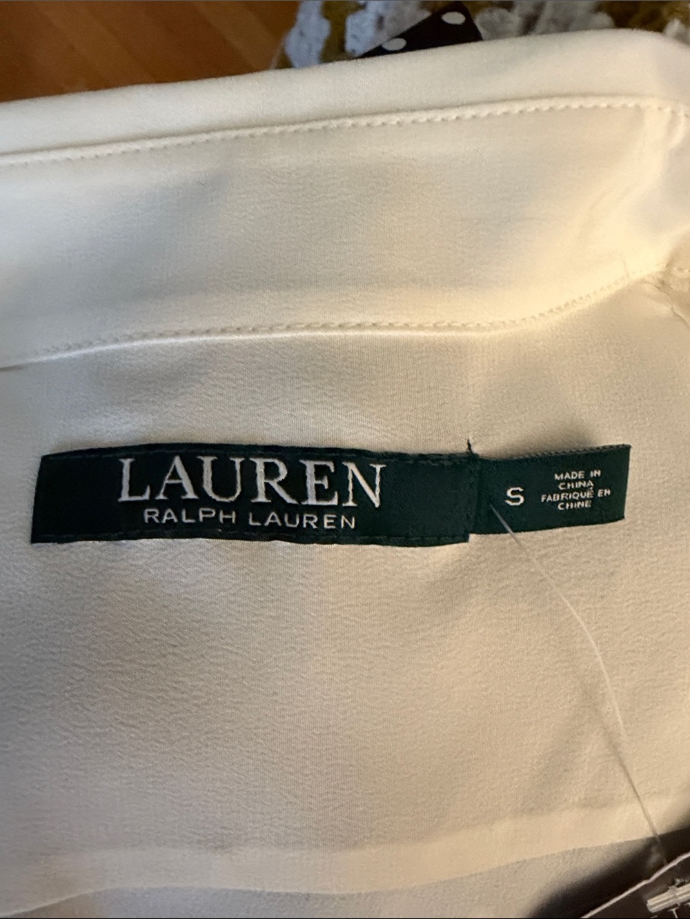 NWT Lauren Ralph Lauren 100% Silk Ivory Button Front Blouse Small - Picture 6 of 8
